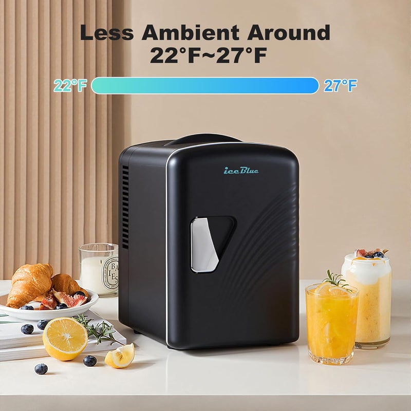 Iceblue Mini Fridge, Retro 4 Liter /6 Cans Tiny Fridge, AC Plug & 12V Car Charger Small Refrigerator, Compact & Portable 4A Cooling Mini Refrigerator for Bedroom, Car, Office, Dorm, Gift (Black) - Image 2